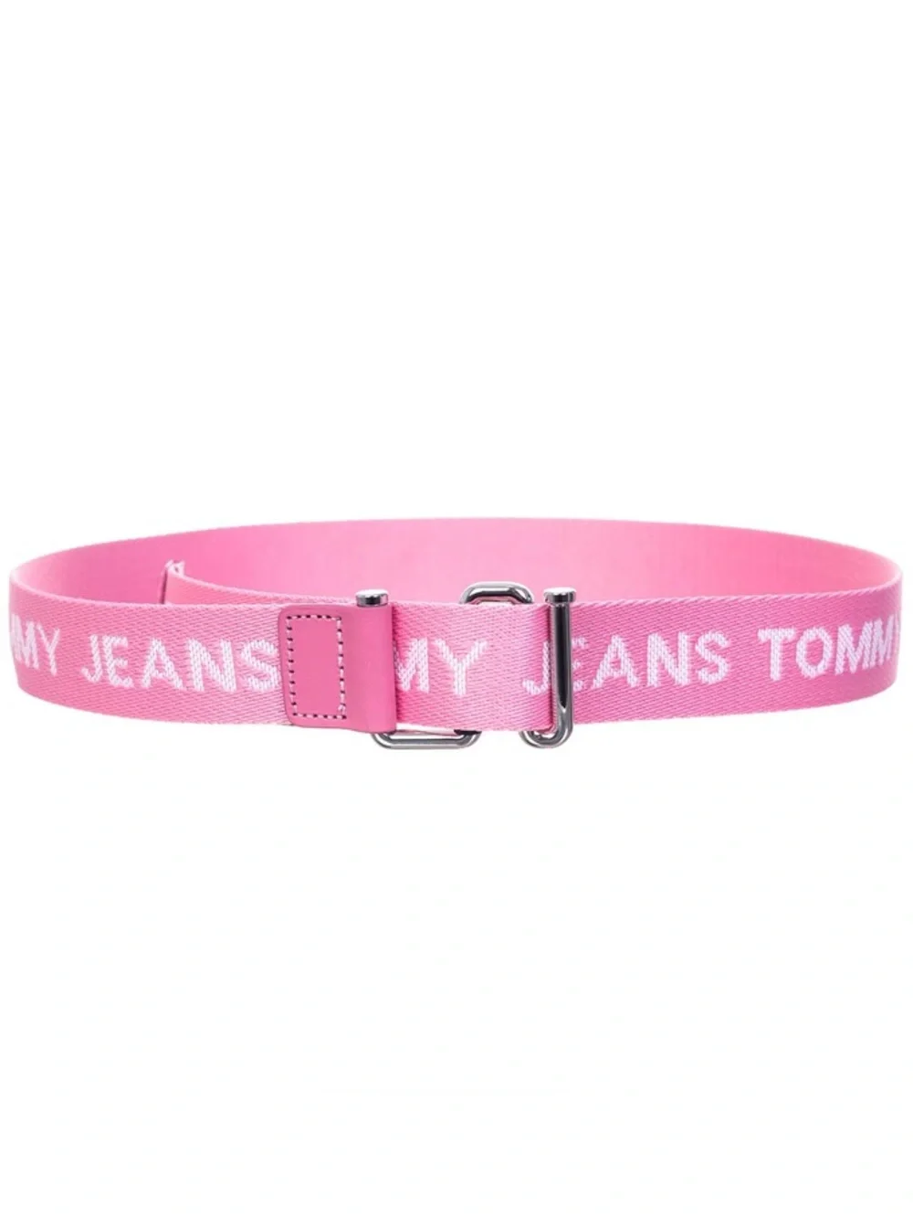 Tommy Hilfiger Pink Logo Webbing Belt with Silver Hardware